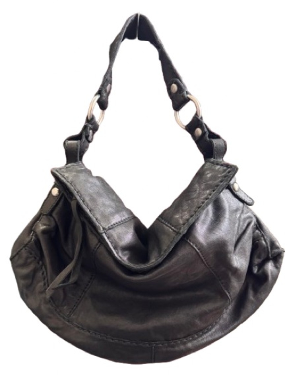Lucky Brand Y2K Vintage Italian Lamb Leather Metro Hobo Bag - (Black) Like New